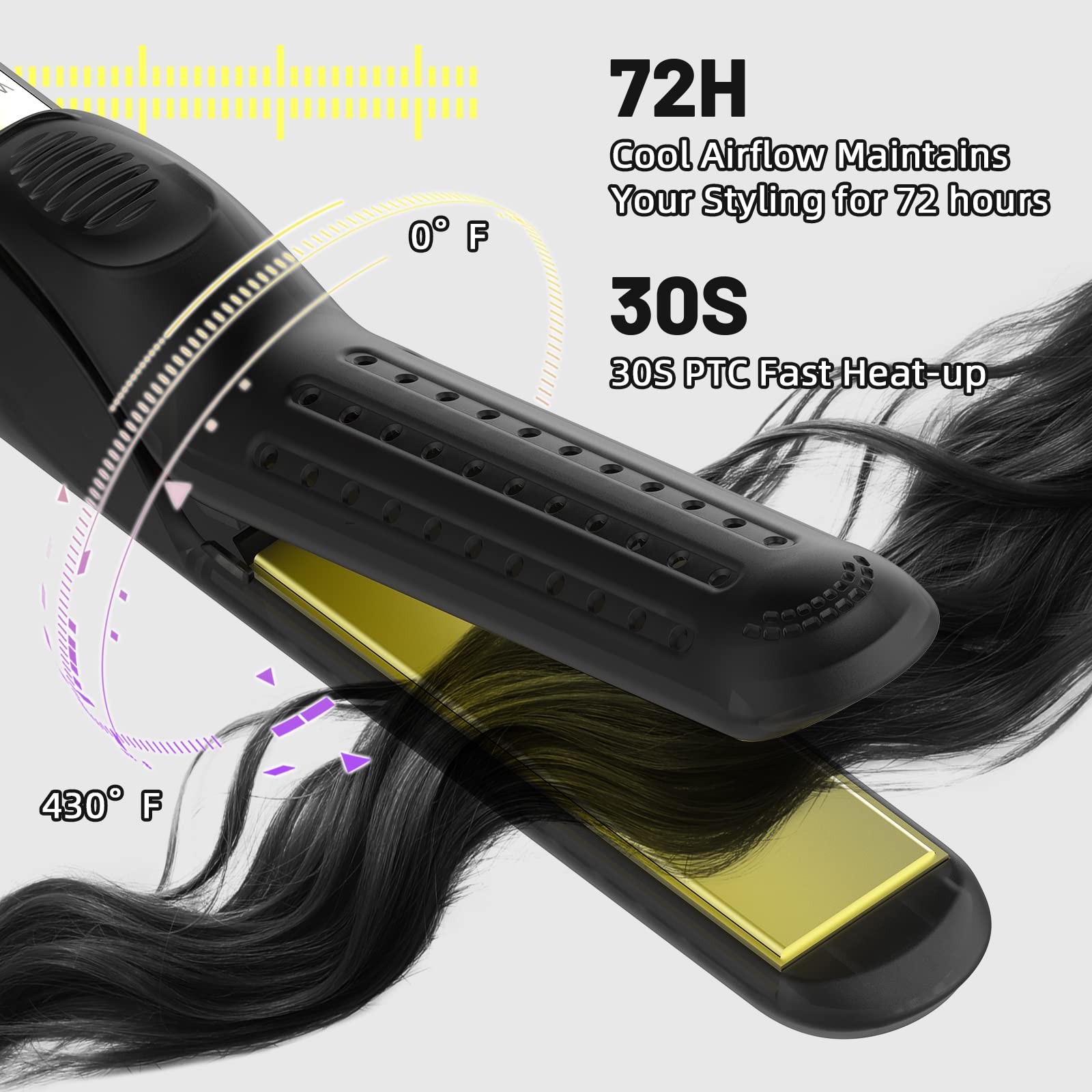 เครื่องหนีบผมและม้วนผม 360° Airflow Styler Curling Iron สำหรับทุกสไตล์พร้อมช่องลมเย็น