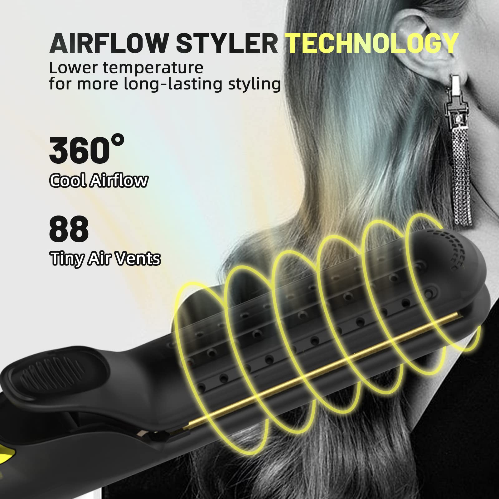 เครื่องหนีบผมและม้วนผม 360° Airflow Styler Curling Iron สำหรับทุกสไตล์พร้อมช่องลมเย็น